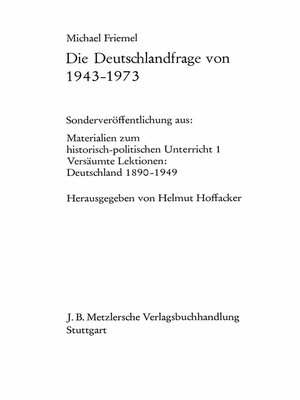 cover image of Die Deutschlandfrage von 1943–1973